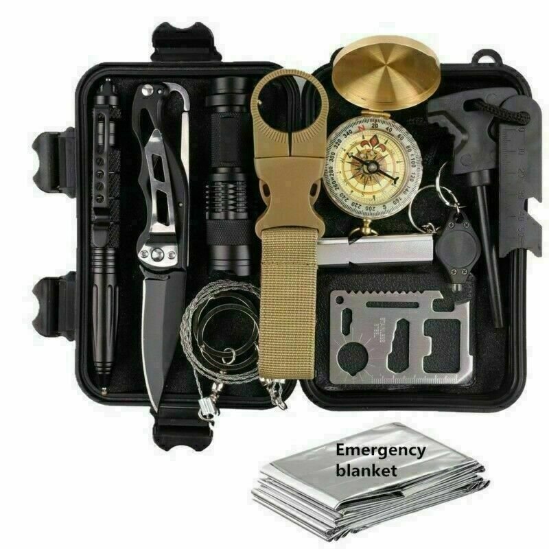 14-In-1 Outdoor Emergency Survival Kit Camping Hiking Tactical Gear Case Set Box 14-In-1 Outdoor Emergency Survival Kit Camping Hiking Tactical Gear Case Set Box